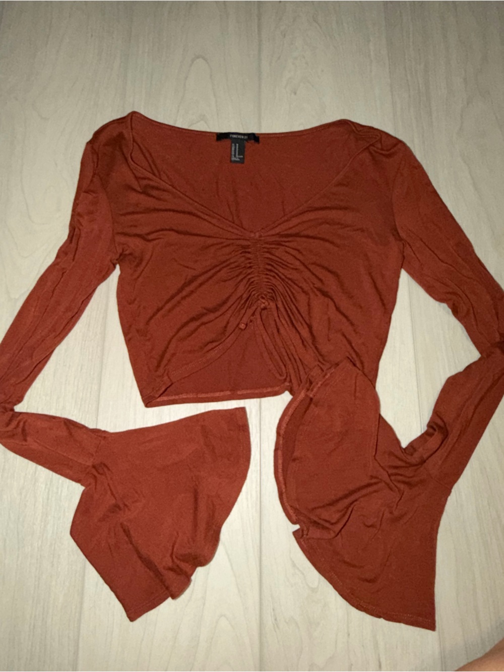 Forever 21 Rust Red Ruched Crop Top